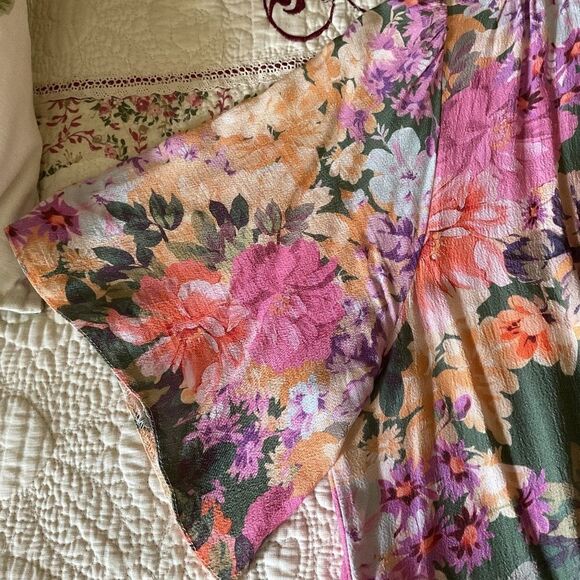 Faux WRAP MIDI FLORAL SUMMER DRESS VISCOSE 100% size US 14 - Picture 11 of 14